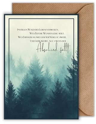 Trauerkarte mit Umschlag - Trauerkarte mit Spruch Fichten Wald Landschaft Natur Beileidskarte Beileidskarte Kondolenzkarte Gedenkkarte Beileid Trauerfeier Beerdigung Anteilnahme (DIN A6)