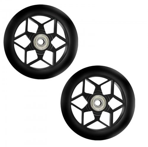 2 Piezas Ruedas de Patinete Scooter 110 mm, Ruedas de Repuesto para Patinete con Rodamientos ABEC-9, para Mayoría de Patinetes, Scooters (Negro)