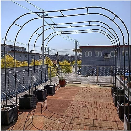 Gran arco de jardín para rosas, plantas trepadoras, soporte extra ancho de 350 cm, cenador de jardín con arco de boda y pérgola, enrejado para enredaderas altas, en negro, W200 cm x H230 cm