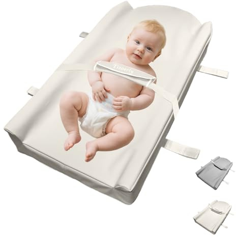 Baby Wickelauflage, Portabilität Wickelunterlage mit Sicherheitsgurt,Weich Rutschfest Wasserdicht Abwaschbar Leichtgewicht Wickelmatte Leicht zu reinigen für den Windelwechsel unterwegs Beige