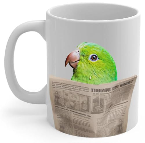 Vanlig Parakit Mugg Läser Tidningen Muggar Personlig Keramikkopp Keramikkopp för Kök Hemmakontor 330 ml