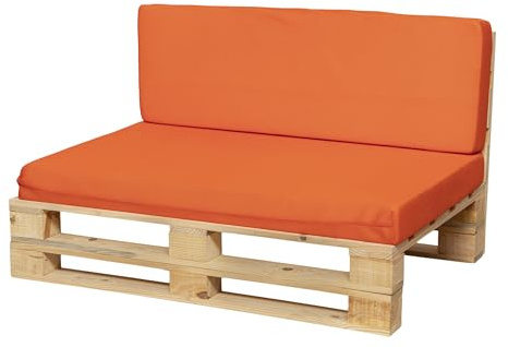 Conjunto de Cojines (Asiento + Respaldo) para Sofa de Palets (Naranja, 100x60)