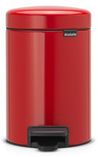 Brabantia 112140 Pedal Bin newIcon with Plastic Inner Bucket, 3 Litre - Passion Red