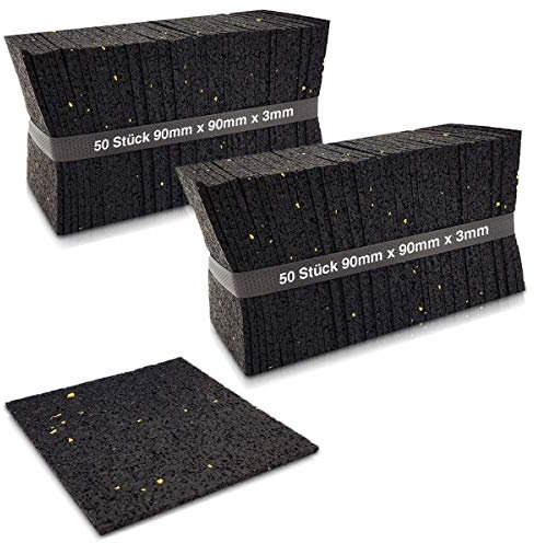 100 Stück - 3 mm 90 x 90 mm Terrassenpad, Terrassenpads, Gummigranulat, Terrassenbau (1er Pack (100 Stück))