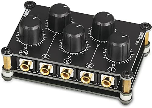 Little Bear MC5 Mini table de mixage, portable, 4 canaux mélangeur studio audio stéréo passif enregistrant un faible niveau de bruit, aucune alimentation nécessaire