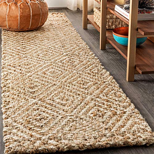 JONATHAN Y Hira Hand Woven Diamond Chunky Jute Natural Runner Rug, 2x8, Bohemian, Transitional, Easy-Cleaning for Living Room, Bedroom, Kitchen, Pet Friendly, Non-Shedding (NFR100A-28)