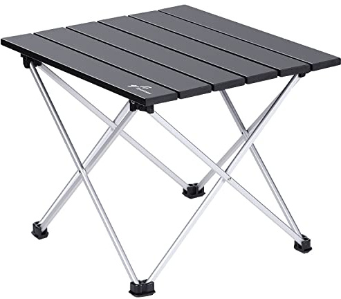 Sportneer Mesa Plegable, Portatiles Plegable Ultraligero Mesa de Camping para al Aire Libre, Picnic, Playa, Senderismo, Pesca, Negro, S