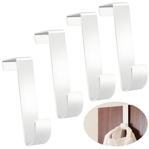 4 ganci per porta, ganci a forma di Z, ganci per porta reversibili, appendiabiti per bagno, ganci di protezione in schiuma per porta dell'armadio e porta della camera da letto (bianco)