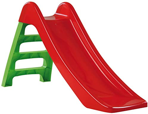 Dohany Mini Kinder Rutsche Wasserrutsche freistehend Rutschlänge 114 cm rot/grün mit Sandspielzeug Set Schaufel Eimer Förmchen Sieb 5-TLG.