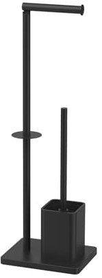 Ibergrif M34154B Toilet Roll Holder with Toilet Brush, Stainless Steel Toilet Roll Holder Free Standing, Toilet Paper Holder and Toilet Brush, Toilet Brush with Roll Holder