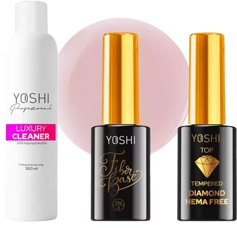 Generic Yoshi - Set de cuidado de uñas de lujo, 500 ml, Top Tempered Diamond 10 ml, base de fibra n.º 3, 10 ml, base perfecta y brillo para tus uñas