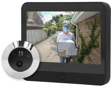 Caméra Judas pour Visionneuse de Porte, Sonnette Vidéo Numérique WiFi avec Vision Nocturne et Détection de Mouvement, Caméra de Porte Numérique à écran LCD IPS de 4,3 Pouces