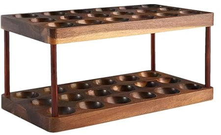Huevera de Madera Portátil Apilable de Cocina - Cesta Bandeja de Ahorro de Espacio para Contenedor de Huevos