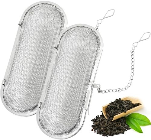 2 Pezzi Infusore per Tisane Filtro Te Infusione con Catena Maglia Fine Tea Ball Colino,Inox Filtri per Tè Filtro da Tè in Acciaio Inossidabile,per Tè Sfuso,Tisane,Spezie e Condimenti,Tisana,Teesieb