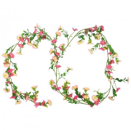 Ehuihuan Kunstblumen Blumengirlande Deko - 2,1 Meter Lang Gänseblümchen Rebe Outdoor Wetterfest, Hängende Kunstpflanze für Balkon, Hochzeitsbogen und Garten Dekoration