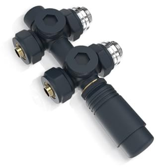 S'AFIELINA Set Multiblock per Radiatori e Radiatori da Bagno - Collegamento con Valvola Termostatica, Valvola di Intercettazione e Accessori di Riscaldamento, Antracite (16 MM 1 pezzo)