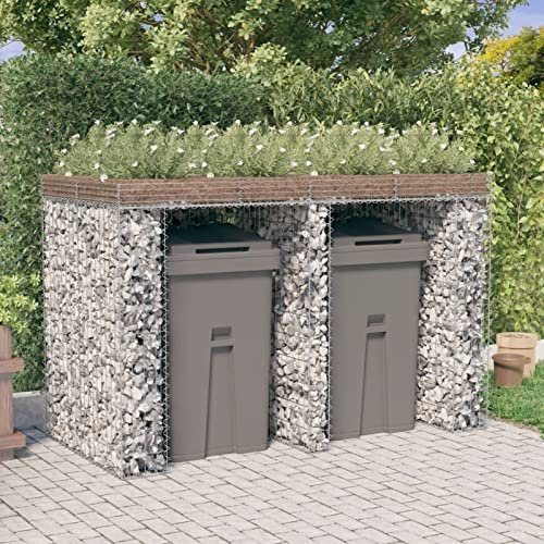 Galvanized Iron Gabion Wall for 2 Bin Sheds - 192x91x120 cm Outdoor Storage Solution Durable Metal Wire Sturdy Garden Fencing Weather-Resistant Design
