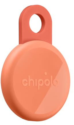 Chipolo LOOP – Laddningsbar Bluetooth-spårare för nycklar och väskor | Funkar med Apples Hitta min eller Googles Find Hub, Ring din mobil och Varningar utanför räckvidden för Android - Korall
