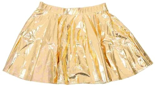 Cheerleader-klänning för kvinnor guld glänsande utsvängd minikjol cheerleading uniformer dansdräkter guldkjolar för lagsport dam