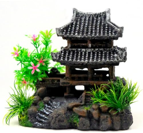 Fahibin Decoración de Castillo de Acuario, Accesorios Ecológicos para Acuarios, Decoración Clásica de Castillo de Resina 15 * 15 * 10 cm.