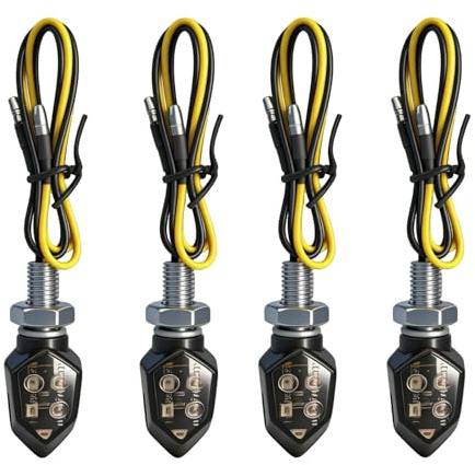 4 piezas de intermitentes LED para motocicleta 12V, 5 LEDs M8, marcado E, E24, IP65 impermeable, intermitentes LED universales compactos para motocicleta, ciclomotor, scooter, bicicleta, quad