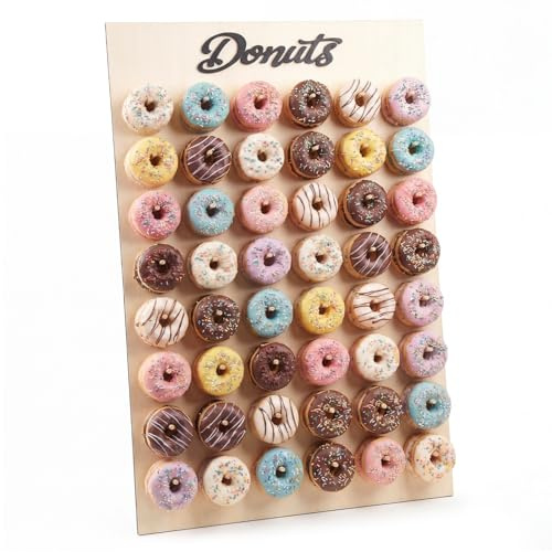 Threehoney 39.4 x 26 Extra Large Donut Wall Display Stand for 96 Donuts, Solid Wood Donut Wall Board for Wedding, Baby Shower, Birthday Party, Dessert Table Decorations