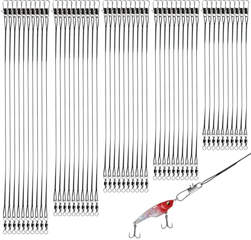 CATELL 100 stycken ståltrådsledare, anti-bita fiske ändar stål ledare rostfritt stål fisketråd med saltvatten och sötvatten (10 cm/15 cm/20 cm/25 cm/30 cm)