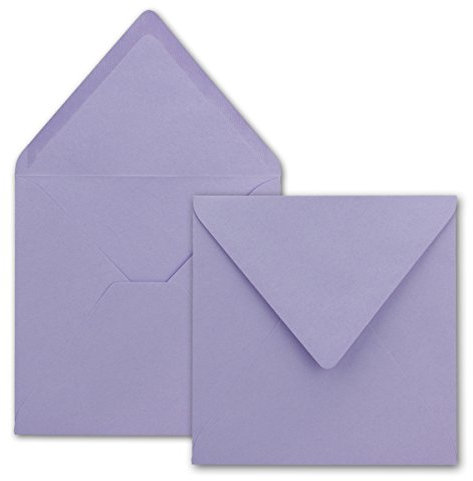 250x Quadratische Briefumschläge in Lila - 15,5 x 15,5 cm - ohne Fenster, mit Nassklebung - 110 g/m² - Für Einladungskarten zu Hochzeit, Geburtstag und mehr - Serie FarbenFroh