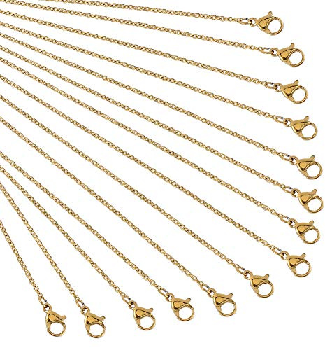 NBEADS 20 Fili 45cm Catena per Gioielli, Catena per Cavi con Chiusura a Moschettone in Acciaio Inossidabile per Creazione di Braccialetti per Collana Fai-da-Te, Colore Dorato
