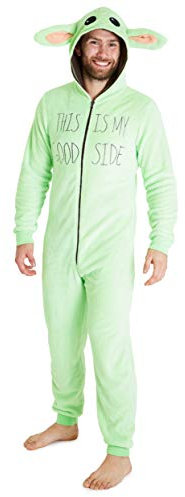 Star Wars Pyjamas For Men Women, Baby Yoda Mens Fleece Onesies, Halloween Costumes For Adults, The Mandalorian The Child Fluffy Pyjamas, Gifts For Men Women (Green, M)
