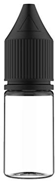 100-pack med 10 ml knubbig gorilla signatur PET-plast, enhörningsflaskor för vätskor, oljor,... (transparent flaska/svart lock)
