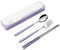 DEVICO Reisebesteck 18/8 Edelstahl - 4-Teiliges Camping Besteck set mit Gabel, Löffel, Essstäbchen und Etui - Perfektes Tragbares Essbesteck Set für Erwachsene und Jugend (Lila)