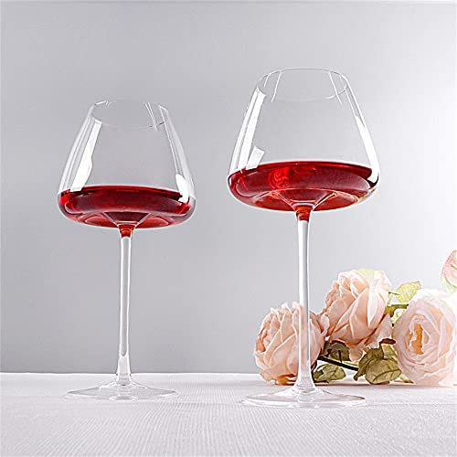 HALAWAKA Copas de vino tinto con fondo cóncavo de cristal sin plomo (2 unidades, copa de vino de cristal negro, copas de champán, copa de cóctel burdeos