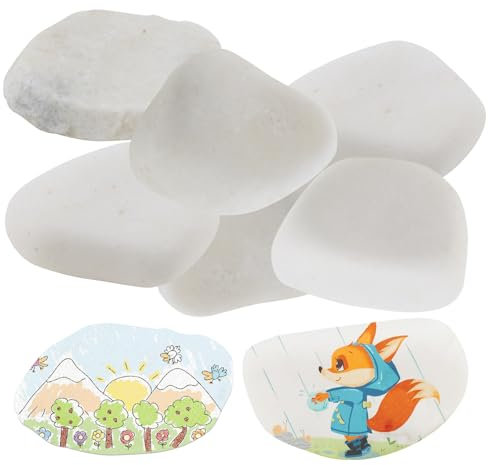 CHEVVY 8Pcs Steine zum Bemalen Set Kieselsteine zum Bemalen 40-60mm Flache Steine Zum Bemalen Weiße Naturstein Kieselsteine für Bemalen Basteln Deko-Steine