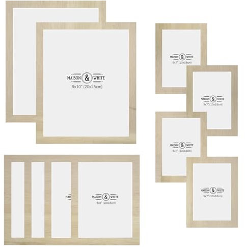 Hanging Picture Frames - Set of 10 | 3 Sizes: 6x4 7x5 10x8 inch | Wall Mountable or Free Standing Collage Photo Frame | Vertical or Horizontal | M&W (Wood)