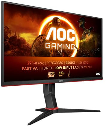 AOC Gaming 27G2ZN3 - 27 Inch FHD Monitor, 280Hz, 0.5ms,Fast VA, HDR10, Height Adjust stand, Low Input Lag, Game Modes, FreeSync (1920 x 1080,300 cd/m2, HDMI 2.0 / DP 1.4)