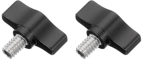 QUARKZMAN 2 Pcs 1/4 - 8.8 Vis À Oreille, 304 Acier Inoxydable Vis Moletée À Filetage Réglable Vis À Aile En T Poignée De Serrage Pour Différents Types De Supports Et Machines, Noir