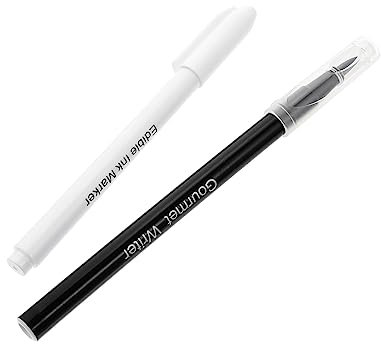 Alipis Edible Baking Pens Cake Painting Markers 2pcs White and Black Food-grade Color Pens for Cookie Decorating and Cake Decorating Supplies