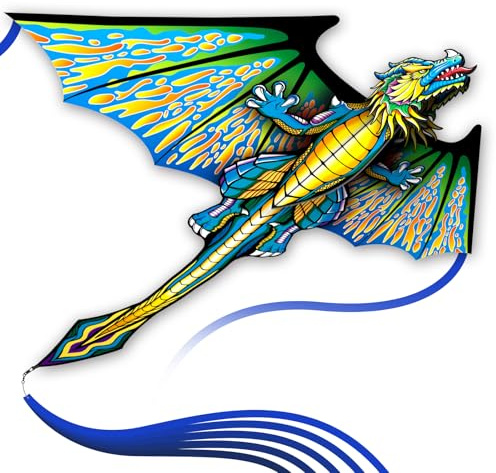 SGftre 3D Pterosaur Kite for Boys & Adults Easy to Fly,Beach Trip Outdoor Games Single Line String with Tail,Beach Kite for Family Outdoor Activities (Green)