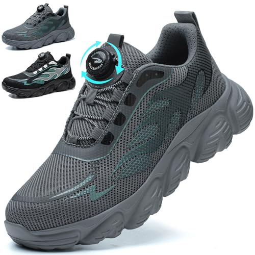 Mitudidi Sapatos de Seguridad para Hombre Zapatos de Trabajo Hombre Zapatillas de Seguridad Unisexo Comodo con Punteras de Acero Ligero Anti - Choque Gris 42 EU