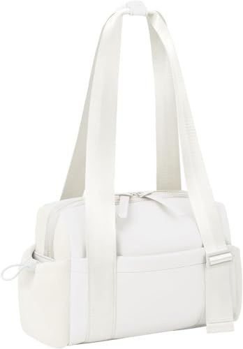 Mini-Sporttasche für Damen und Mädchen, wasserdicht, kleine Reisetasche mit Nassfach, leichte Reise-Workout-Tasche für Yoga, Sport und Schwimmen, weiß, Sportlich