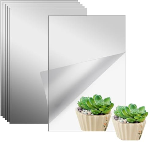 TMBMLPP Self Adhesive Wall Mirror, Flexible Mirror Sheets, HD Wall Mirror, Square Acrylic Mirror Sheet, Plastic Mirror Sheet, Frameless Acrylic Mirror, for Home, Office, Decor