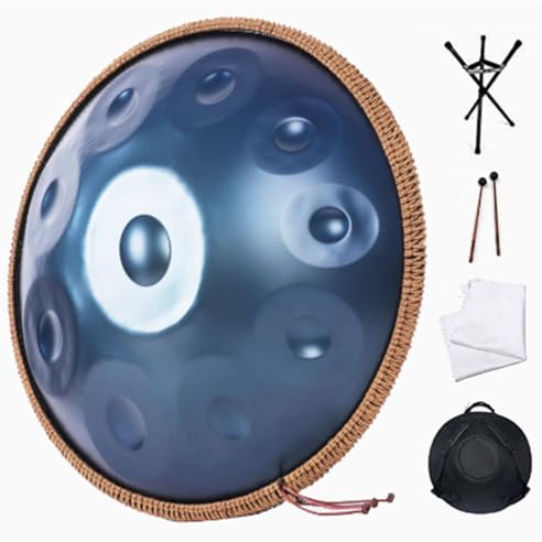 Handpan trummor set D moll 22 tum 432 hz/440 hz stål handtrumma slagverksinstrument, professionella handinstrumentinstrument för meditation, musikterapi och live-föreställningar (A,10 noter)