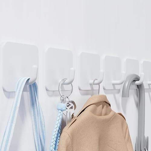 Aikzik Lot de 6 crochets auto-adhésifs, crochets adhésifs extra forts, pouvant supporter jusqu'à 8 kg, en métal inoxydable très résistant à coller sur une porte murale, pour serviette, manteau