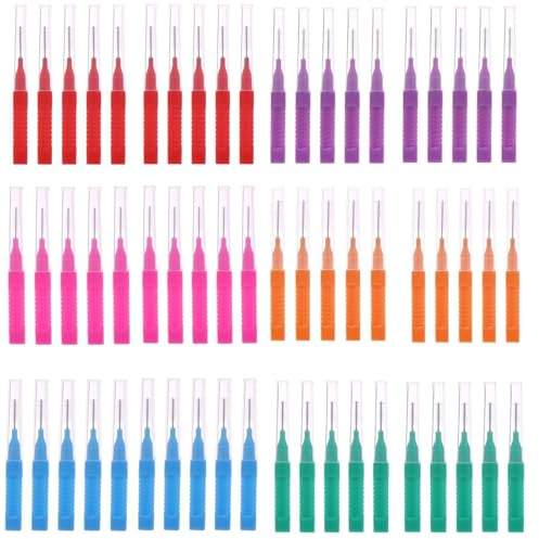 YPYMOD 60 Piezas Cepillos Interdentales, Cepillo Interdental Reutilizable con Caja de Almacenamiento, Cepillo de Cerdas únicas Herramienta de Limpieza de Dientes Para Higiene Interdental(6 Colores)