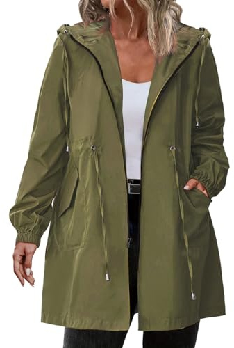 Cocila Giacca Antipioggia Da Donna Taglie Forti Lunga Leggera Con Cappuccio E Cappotto Invernale Elegante Green Xl Giubbotto Invernale Xs Con Alamari Gilet Senza Maniche