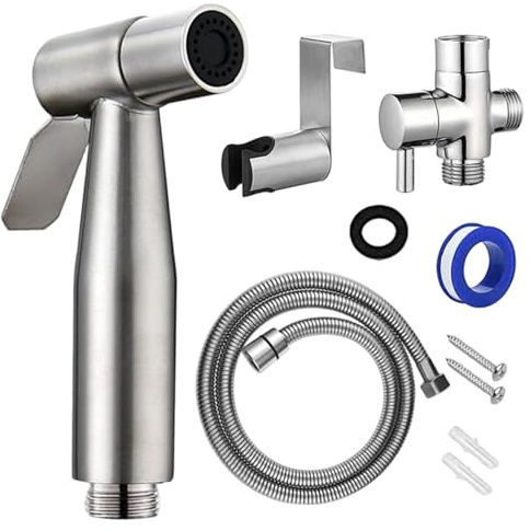 Pulvérisateur de bidet de toilette, pulvérisateur bidet toilette, support mural en acier inoxydable avec tuyau et support, accessoires salle bain pour la cuisine et le