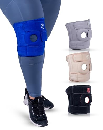 KARM Plus Size 4XL Knee Support for Obese People - Extra Large Knee Support for Big Legs 5XL 6XL Thighs - Adjustable Knee Brace Plus Size for Arthritis Pain, Meniscus Tear, Women, Men (Size 3 Blue)