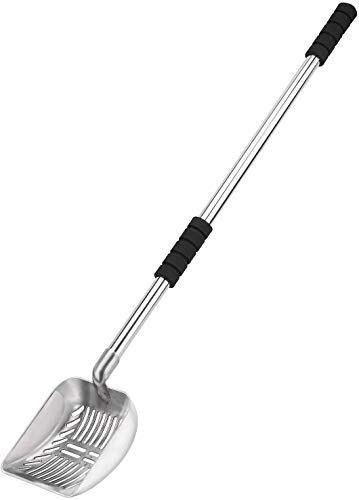 Yangbaga Metal Cat Litter Scoop:Detachable Long Handle Litter Scooper with Deep Shovel,Pooper Scooper Heavy Duty for Litter Box,Stainless Steel Non-Stick Sifter with Foam Padded Grip,No Bending Back