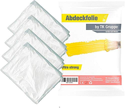 1x Easy Clean - Renovación y reubicación de película de cubierta de 4 x 5 m - Película protectora contra el polvo Película de lona de plástico Película de construcción Accesorios de pintura (1x pieza)